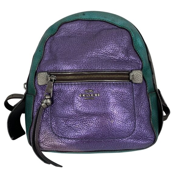 COACH Pebble Leather Andi Mini Backpack Crossbody F49122 Colorblock FLAWS - Picture 1 of 13